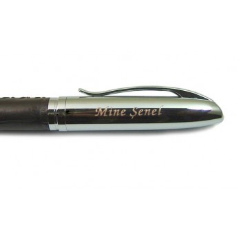 Kişiye Özel İsim Yazılı Kalem Seti | Kahverengi Deri